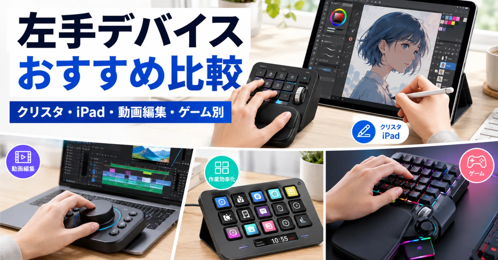 左手デバイスおすすめ比較｜クリスタ・iPad・動画編集・ゲーム別に