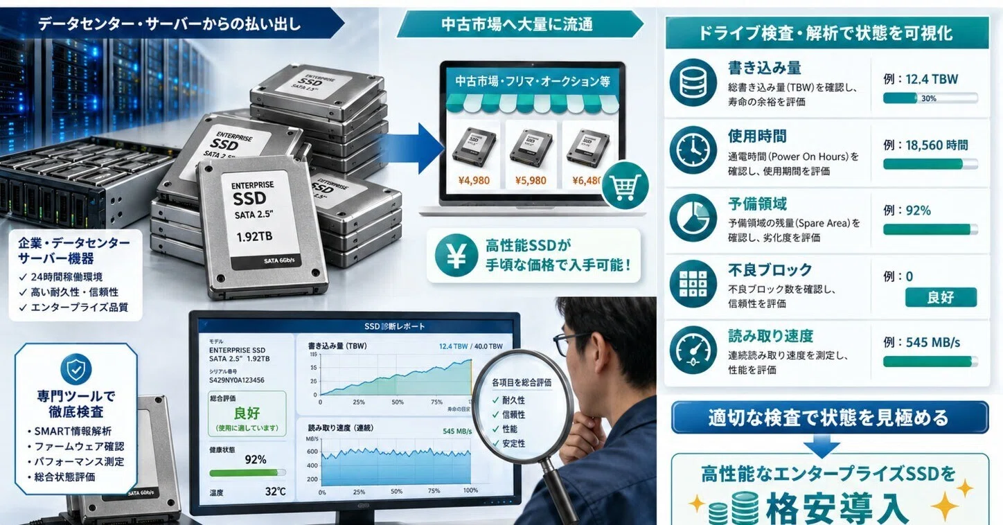 中古品SSD480GB動作確認済 ドライブ検査】中古市場に大量に出回ってきたSSD｜IUEC