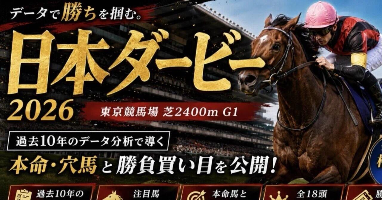 日本ダービー2026】データで読む本命・穴馬｜全18頭格付け＆買い目公開