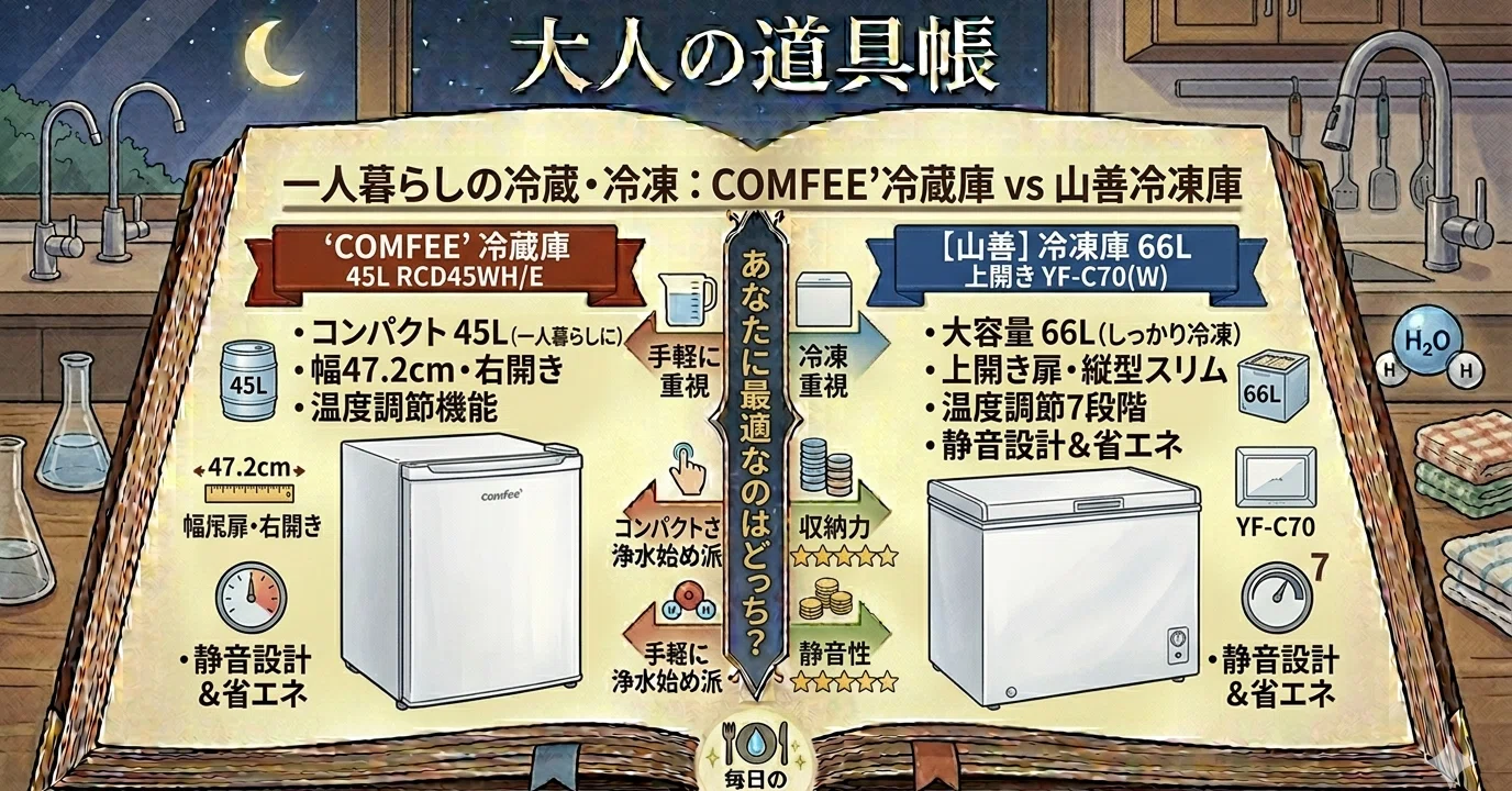 小型冷凍庫比較】サブに最適な45Lミニ冷蔵庫「COMFEE'」vs まとめ買い