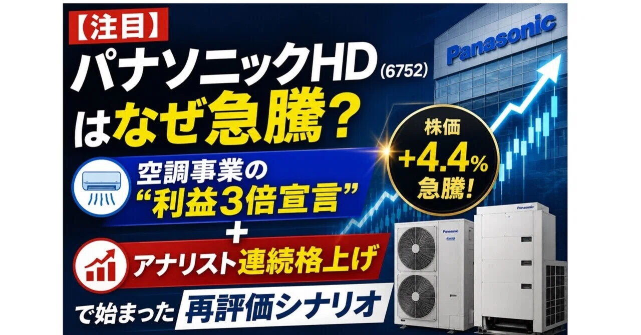 注目】パナソニックHD（6752）はなぜ急騰？――空調事業の“利益3倍宣言 