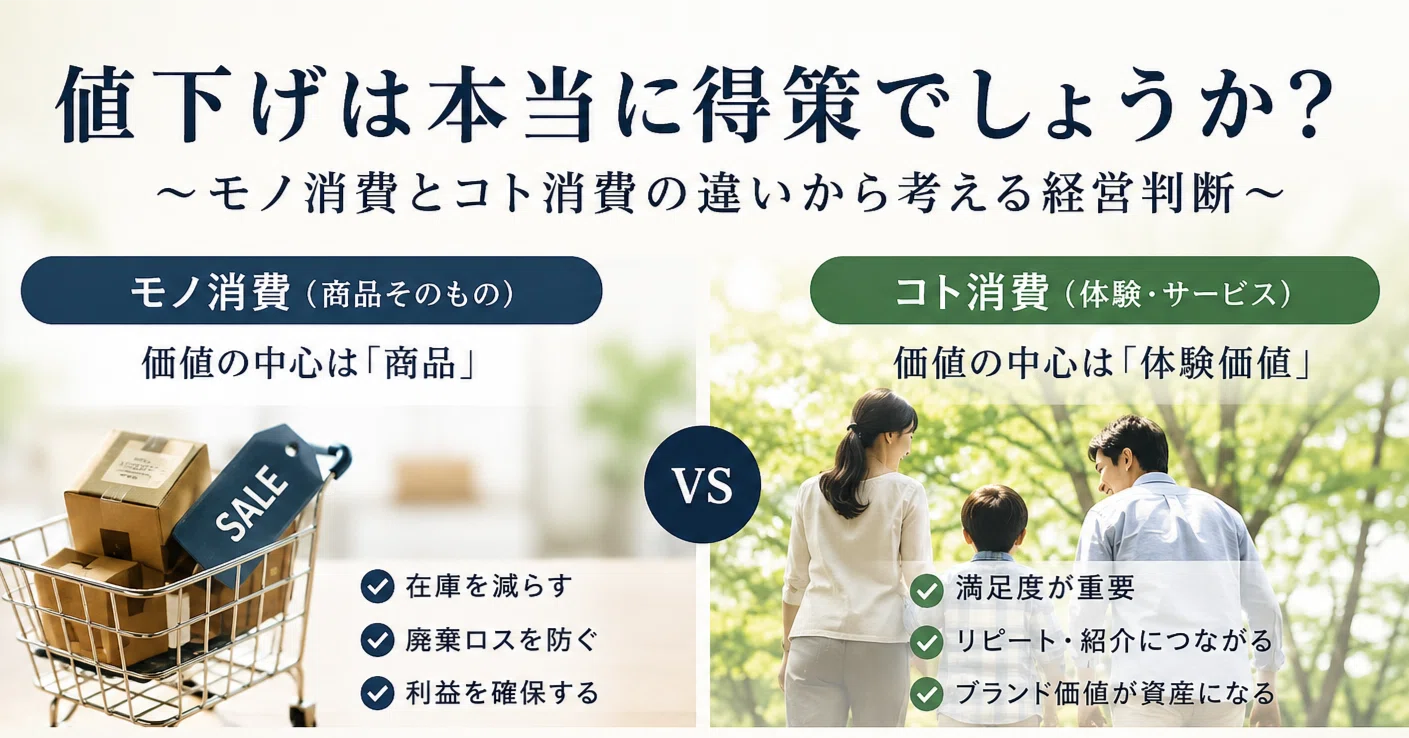 値下げは本当に得策でしょうか？ ～モノ消費とコト消費の違いから