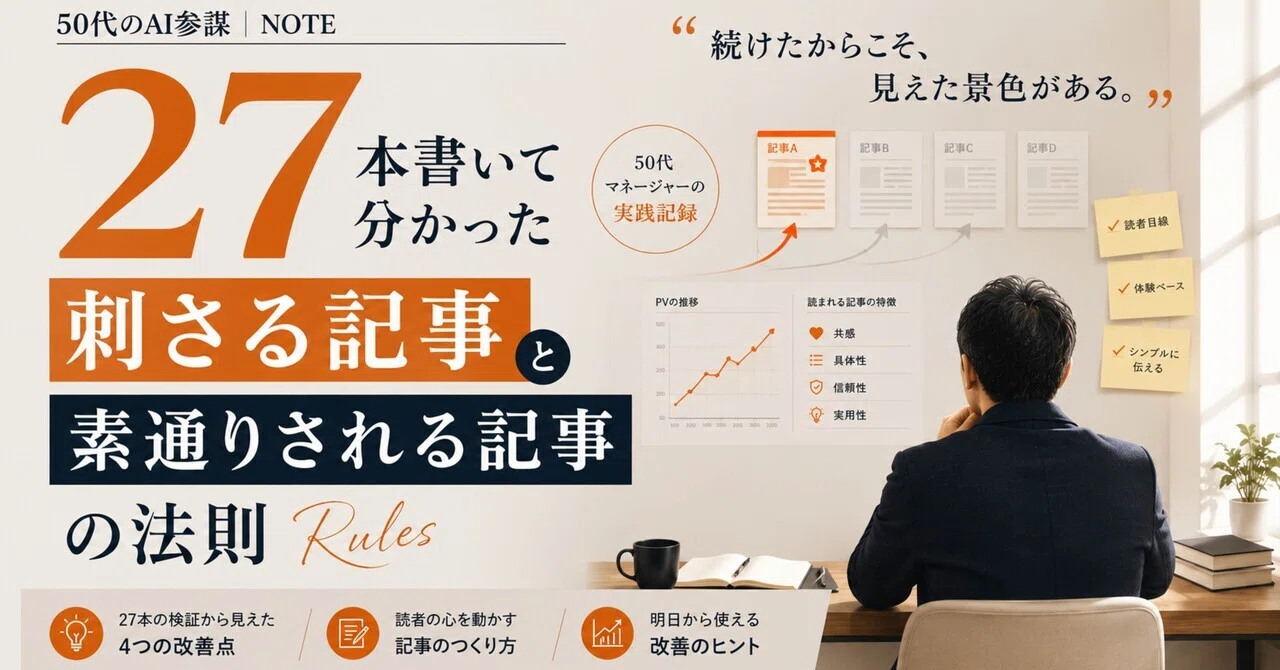 27本書いて分かった「刺さる記事」と「素通りされる記事」の法則｜50代のAI参謀