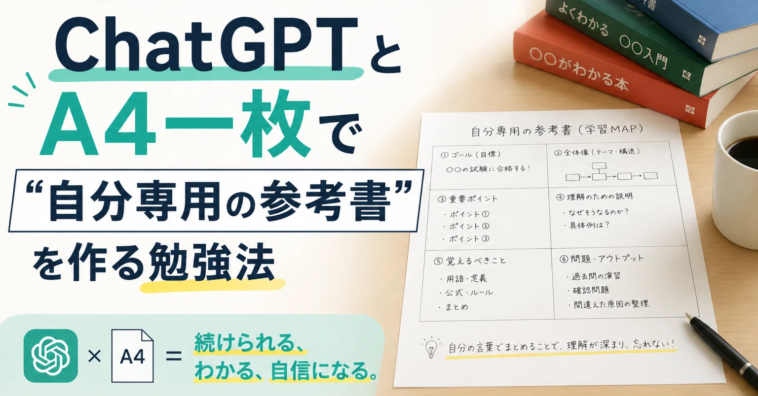 参考書が3冊とも続かなかった社会人へ｜ChatGPTとA4一枚で