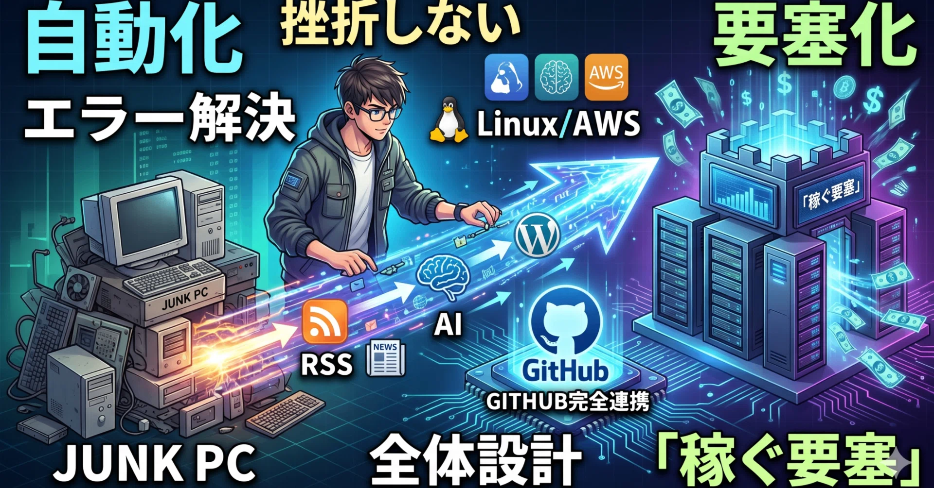 自動化の第一歩】ジャンクPCを「稼ぐ要塞」へ。挫折しないための全体 