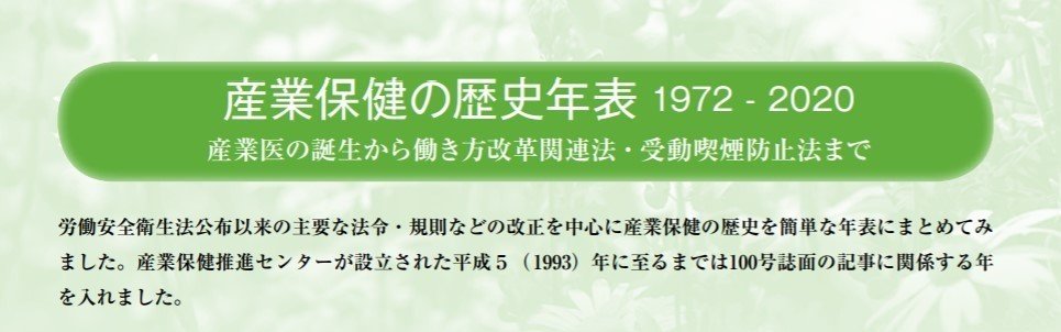 産業保健の歴史年表