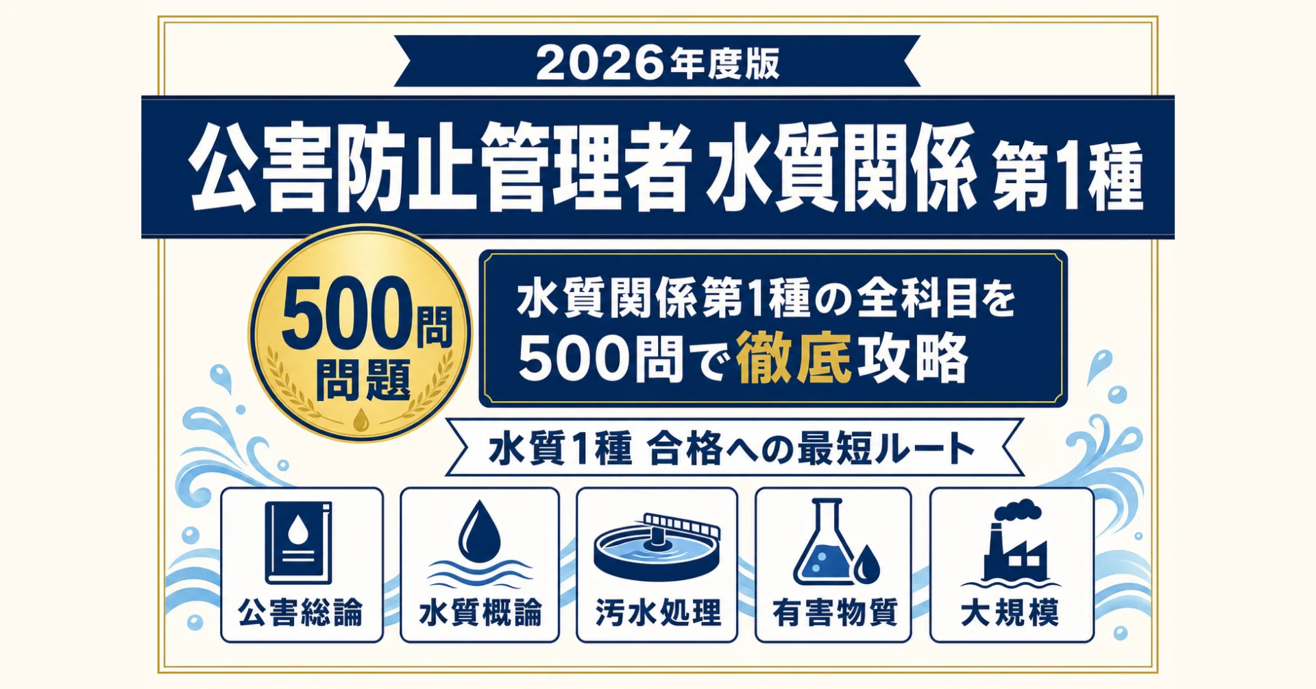 公害防止管理者（水質関係）第1種】試験対策問題集500問 解答解説付き