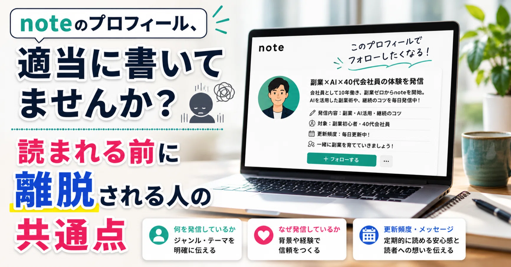 noteのプロフィール、適当に書いてませんか？読まれる前に離脱される人