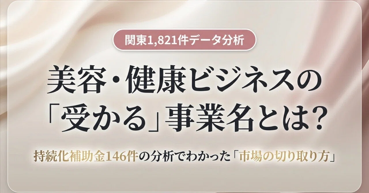 持続化補助金｜美容・健康系146件の事業名で見えた「市場を切り取る言葉」の使い方【…