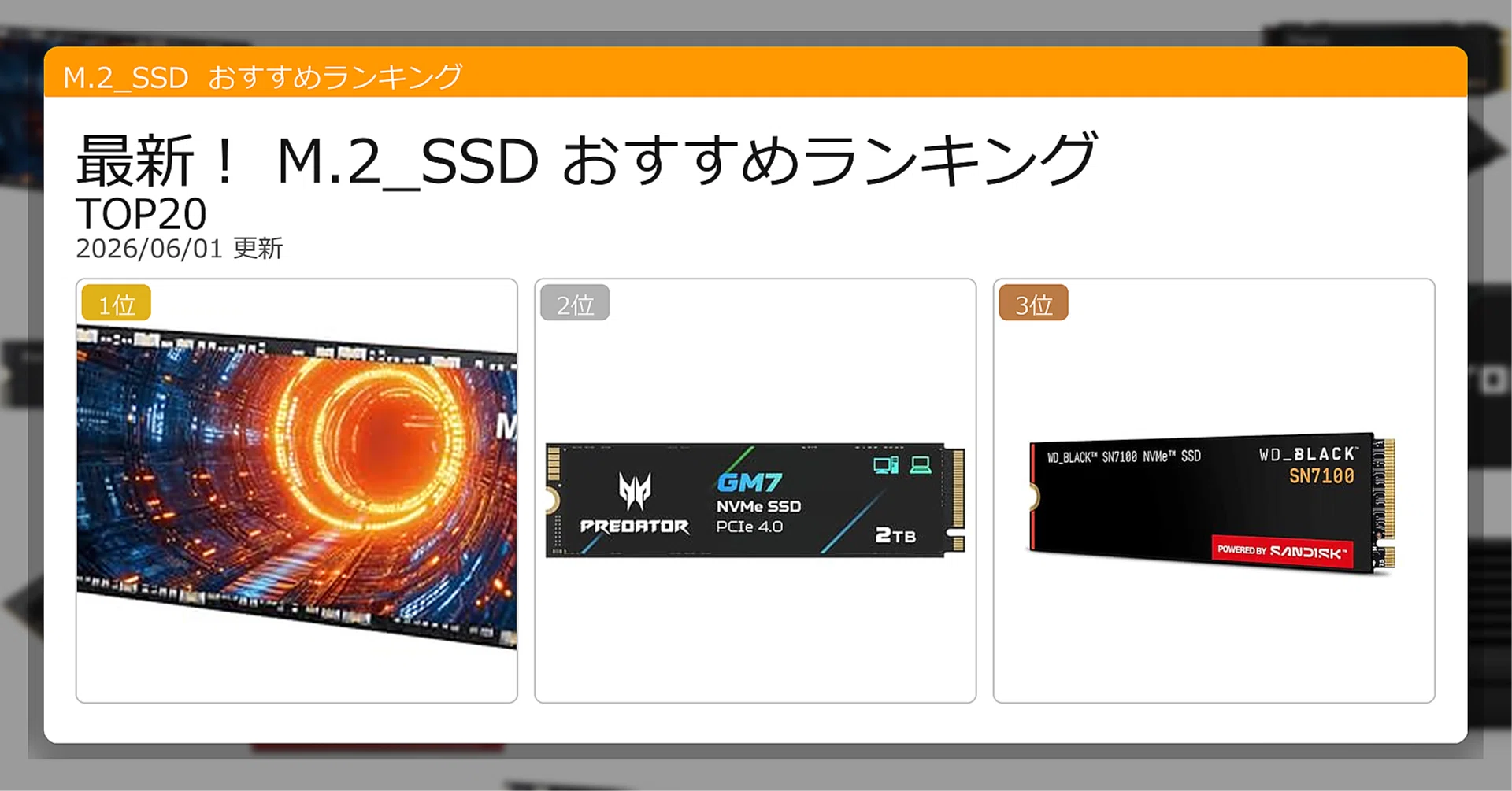 最新！M.2 SSDおすすめランキングTOP20（2026年06月）｜ガジェット