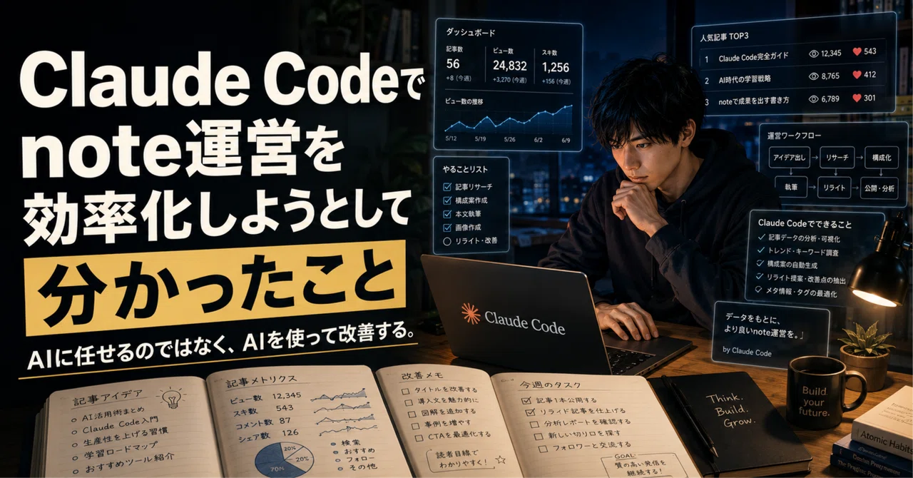 Claude Codeでnote運営を効率化しようとして分かったこと｜Haruki｜AIで人生を変える大学生