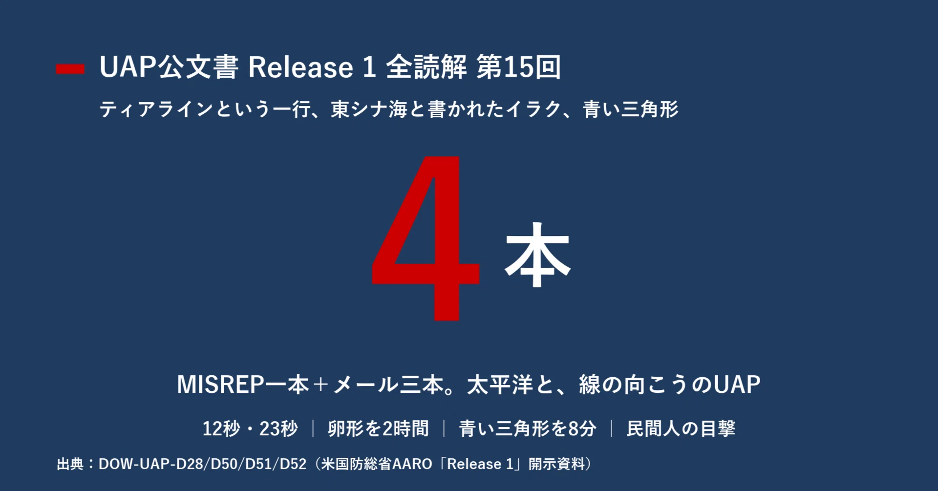 UAP公文書 Release 1 全読解シリーズ 第15回｜宮野宏樹