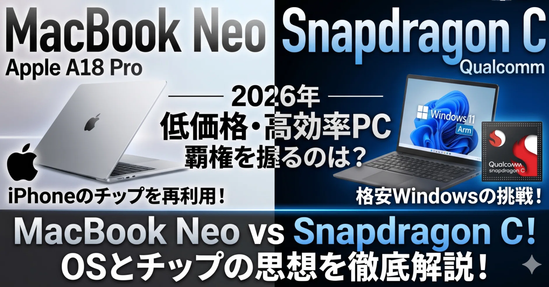 MacBook Neo vs Snapdragon C！2026年「低価格・高効率PC」の覇権を