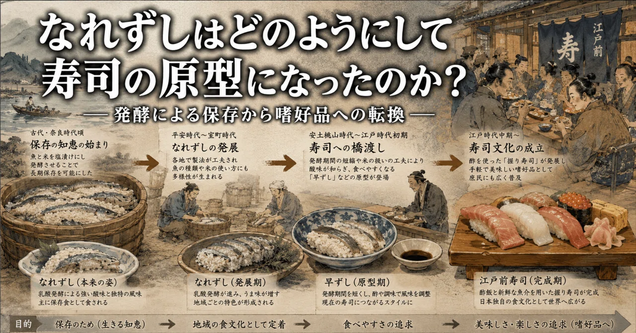 なれずしはどのようにして寿司の原型になったのか?発酵による保存から嗜好品への転換|ぬぐい@衛生の話をしよう