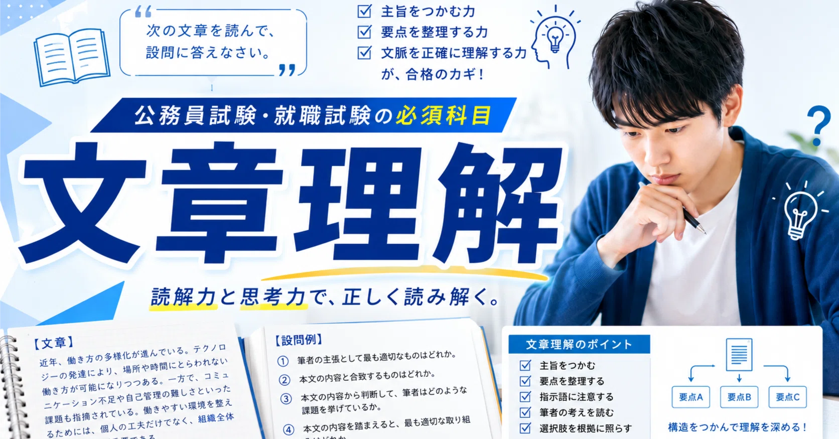 文章理解が苦手な人へ｜最初の1冊におすすめの参考書・問題集｜公務員 