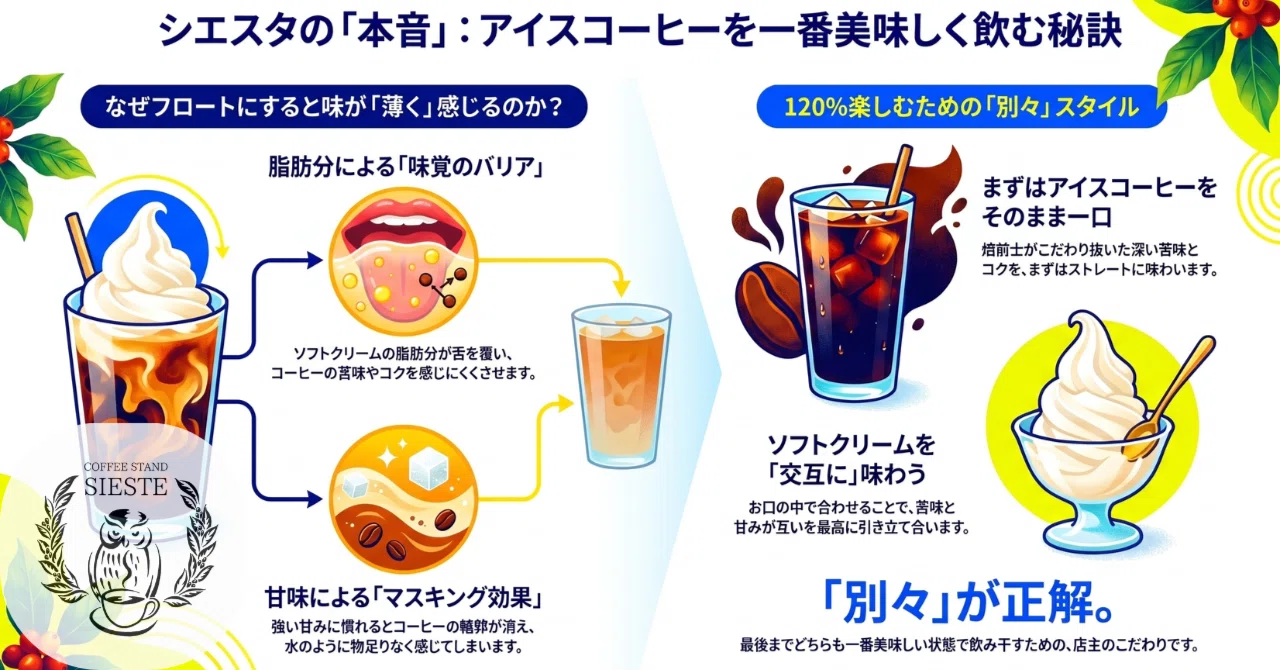 おすすめしない組合せ】シエスタの「アイスコーヒー」＆「超濃厚ソフト 