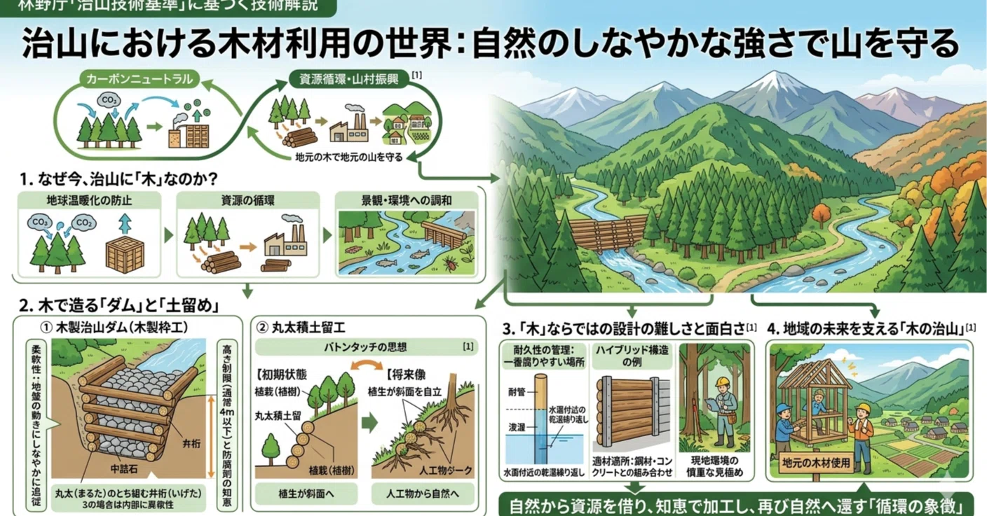 木」で山を守る温かい技術——治山における木材利用の最前線｜森林土木測量