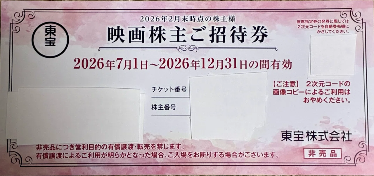 東宝（9602）より株主優待、届きました。🎬ゴジラのしおりとともに映画