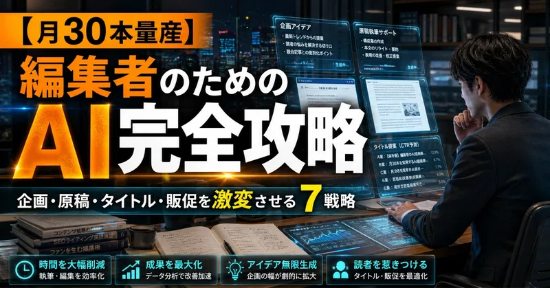 【月30本量産】編集者のためのAI完全攻略｜企画・原稿・タイトル・販促を激変させる7戦略