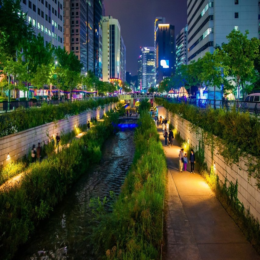 ソウル清渓川の夜景 Zenpaku Note