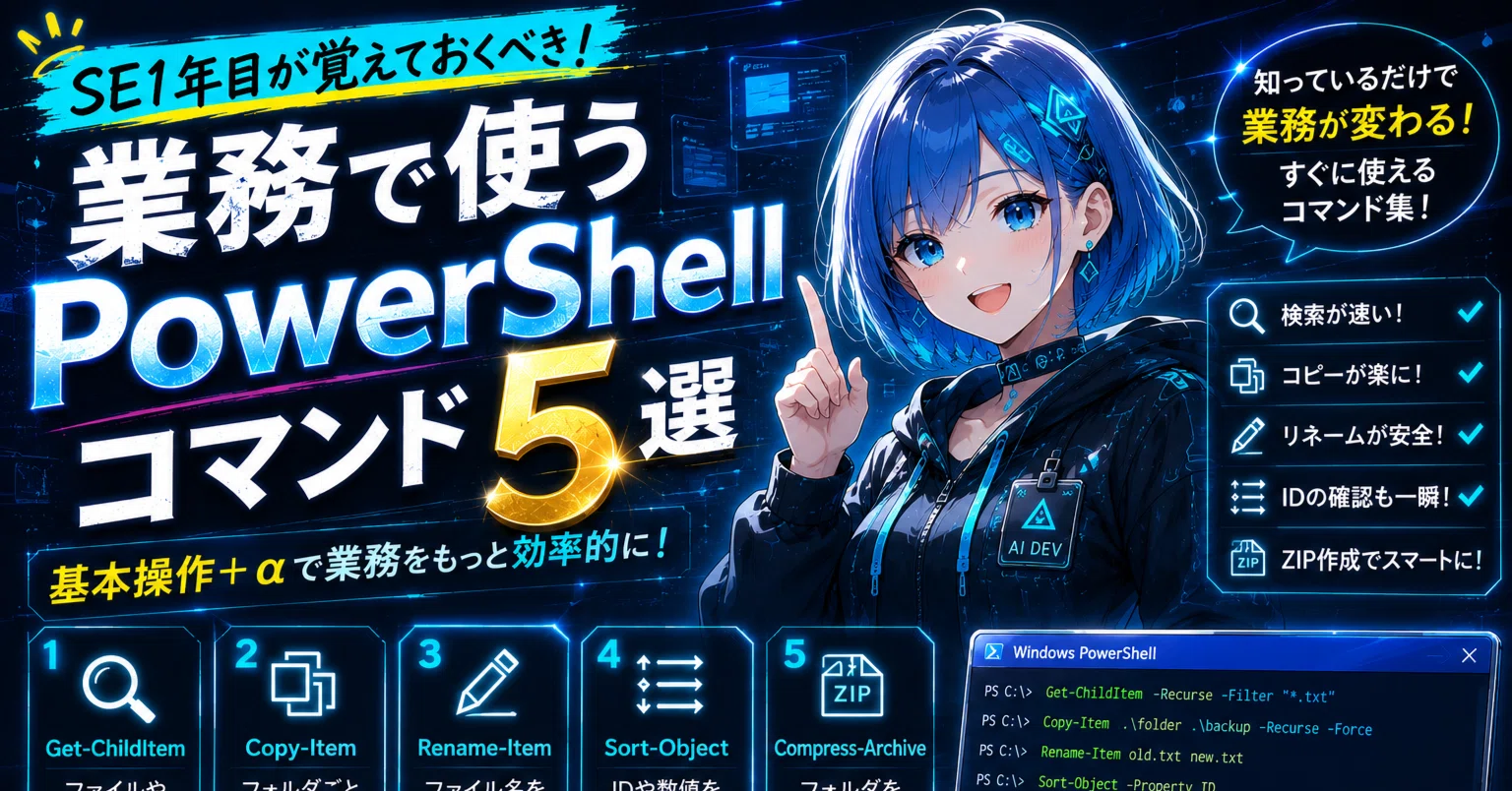 SE1年目で覚えておきたいPowerShell実務コマンド5選｜木村大夢