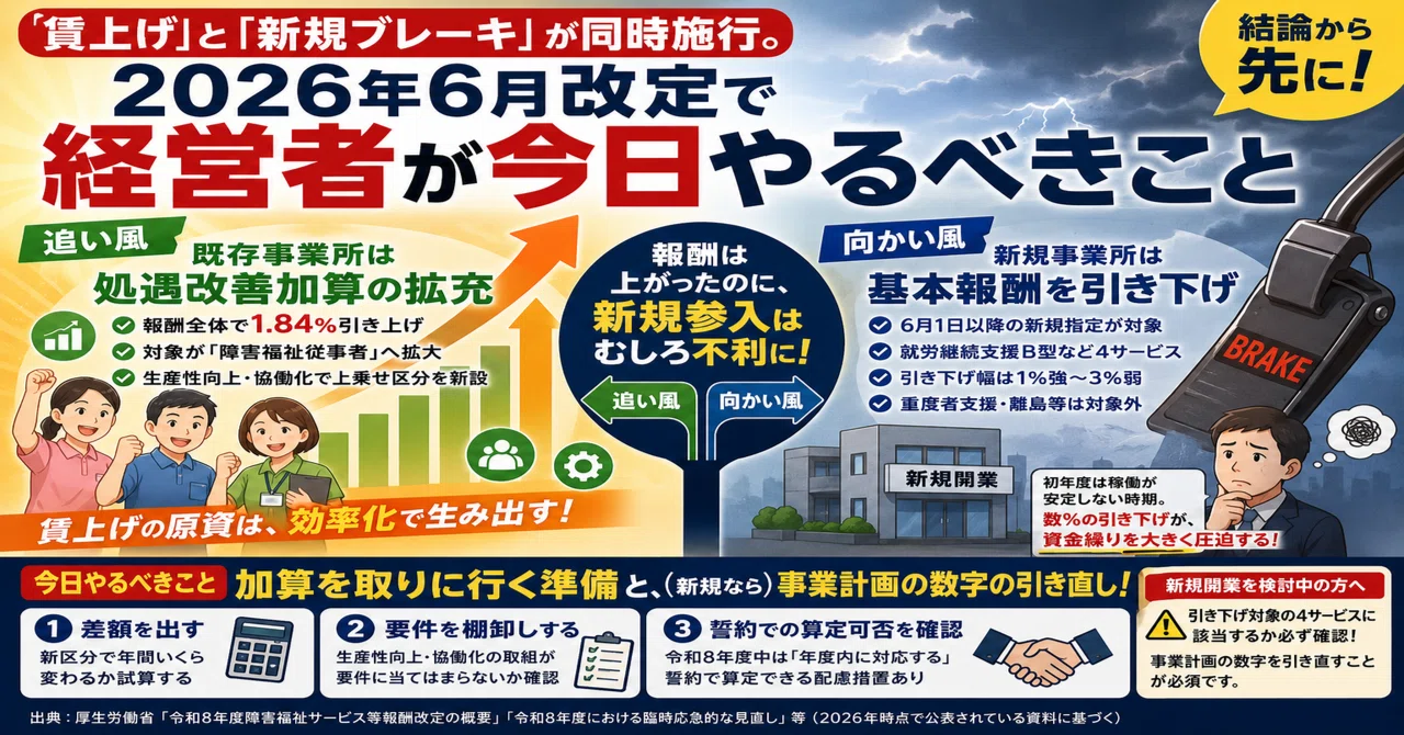 賃上げ」と「新規ブレーキ」が同時施行。2026年6月改定で経営者が今日