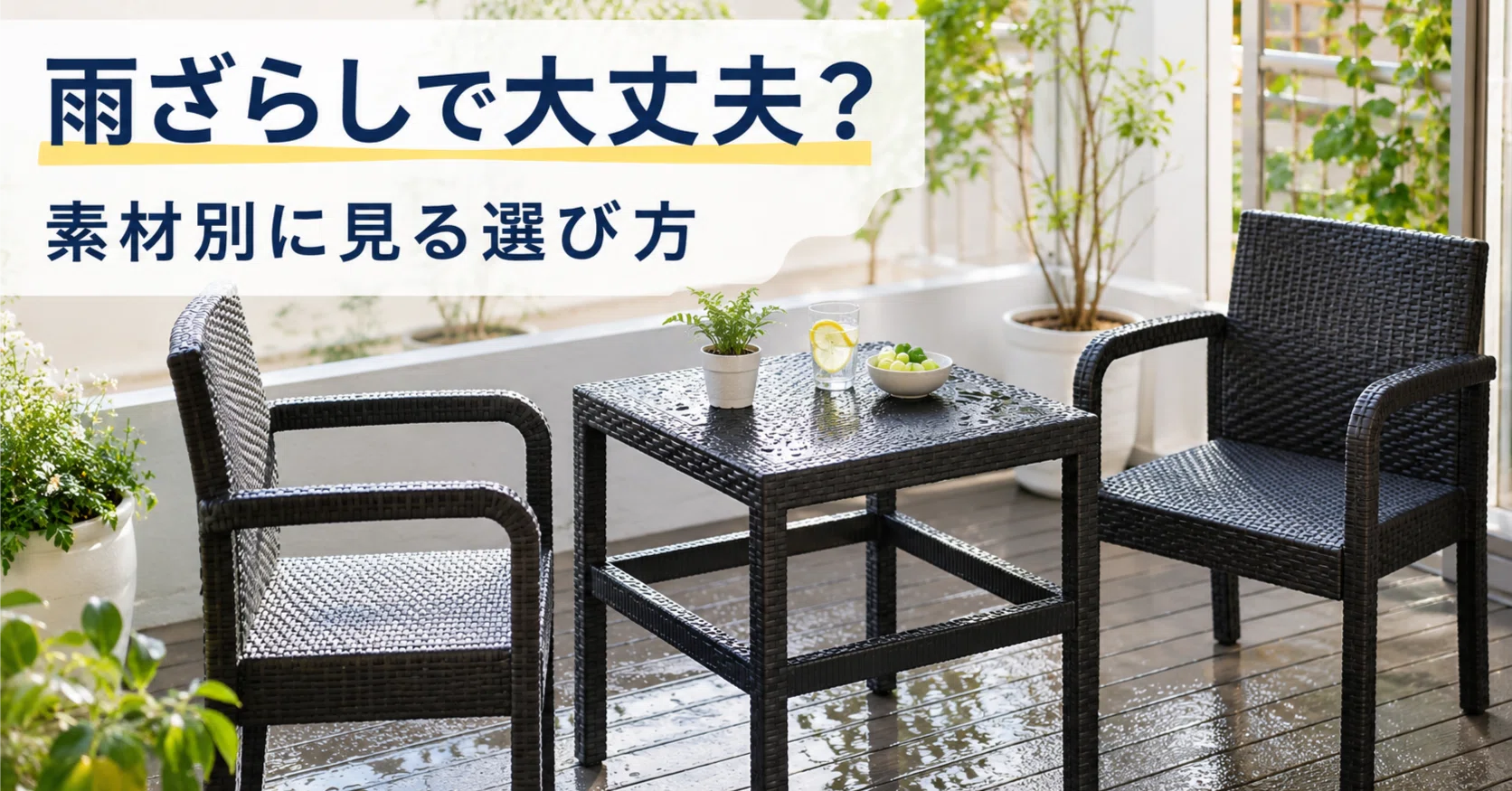 ガーデンテーブルセットは雨ざらしで大丈夫？素材別の耐久性と失敗