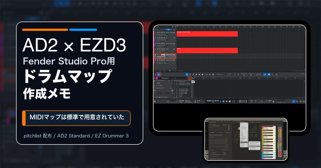 I created drum maps for Fender Studio Pro to coexist and utilize