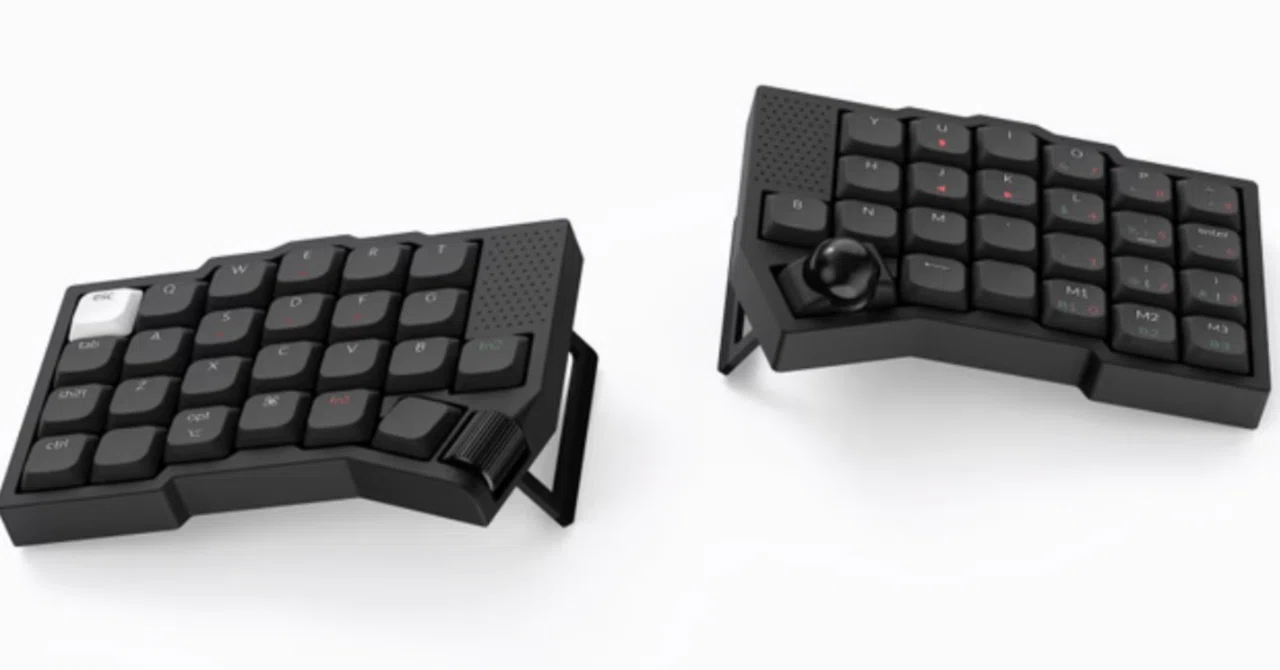 トラックボール&ロータリーエンコーダ付き分割キーボード】Keychron