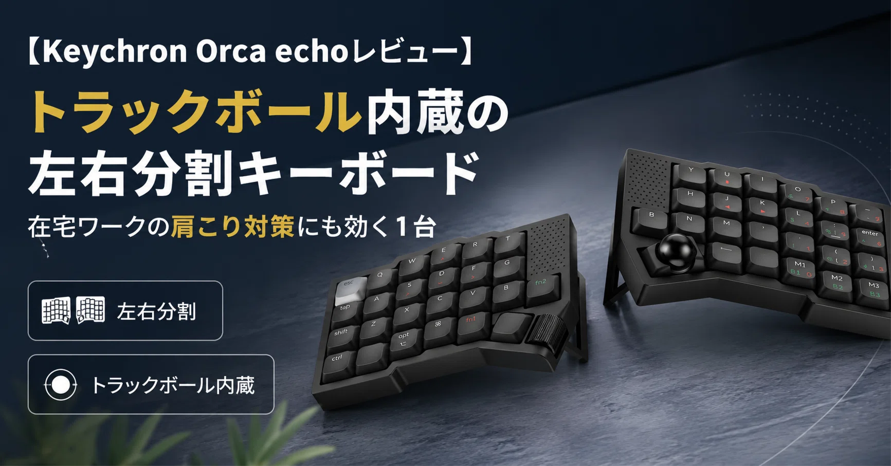 Keychron Orca echoのレビュー・口コミ評判 トラックボール内蔵の左右