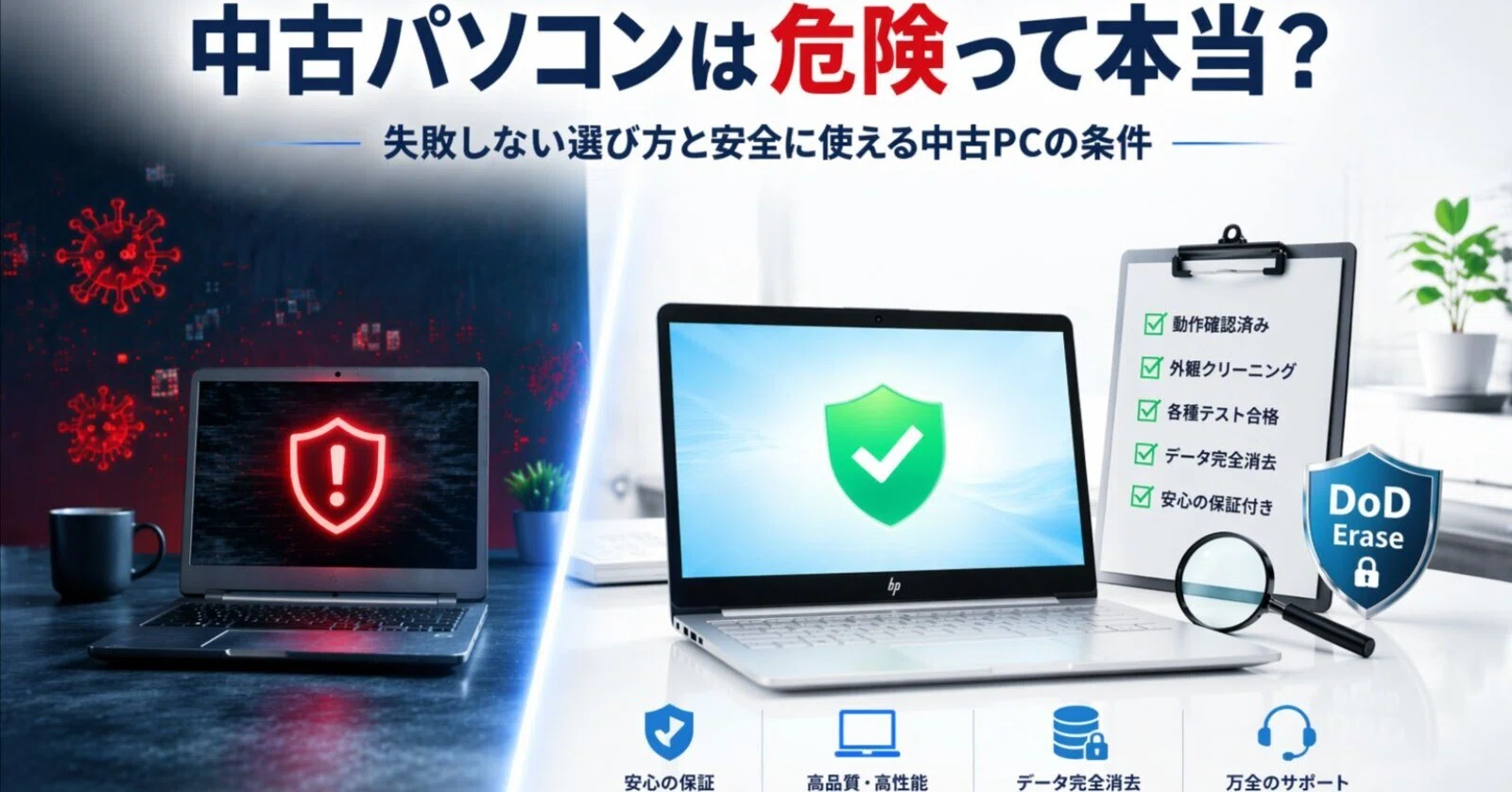 中古パソコンは危険って本当？失敗しない選び方と安全に使える中古PCの