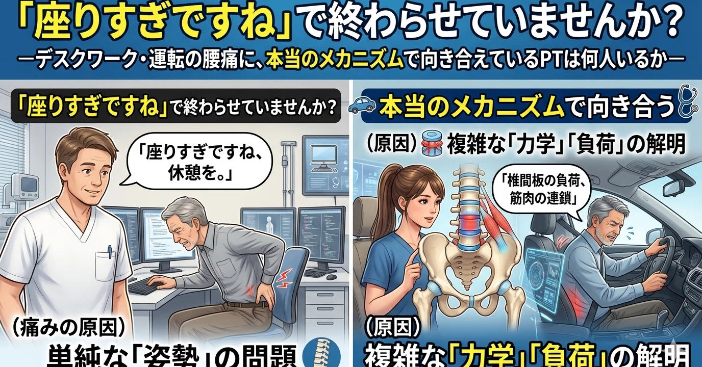 座りすぎですね」で終わらせていませんか？ーデスクワーク・運転の腰痛