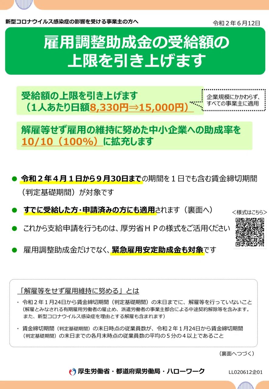 雇用調整助成金 上限額引き上げ