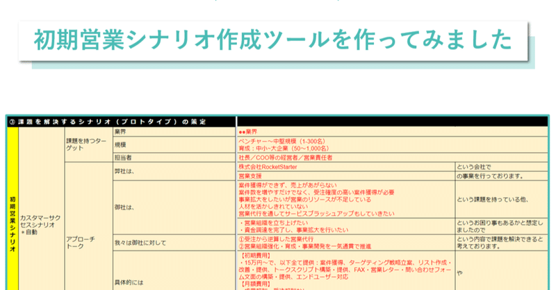 初期営業シナリオ作成ツールを作ってみました