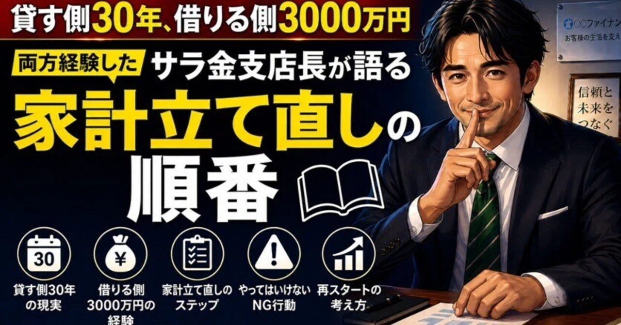 家計立て直しの教科書｜借金3000万円から再建してきた今だからわかる『順番』｜とあるサラ金店長の　借金脱出&家計再建