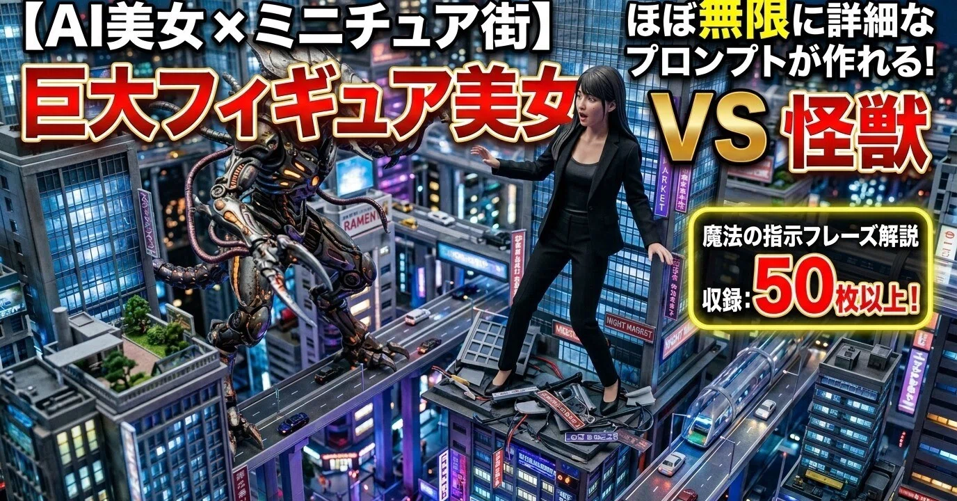 🎎「巨大フィギュア美女 × ミニチュア都市 × 怪獣バトル」― 映画級の