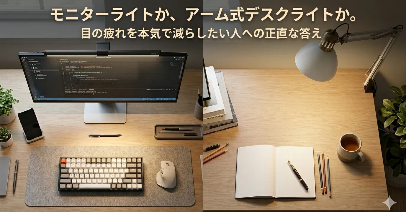 モニターライトか、アーム式デスクライトか。目の疲れを本気で減らし 
