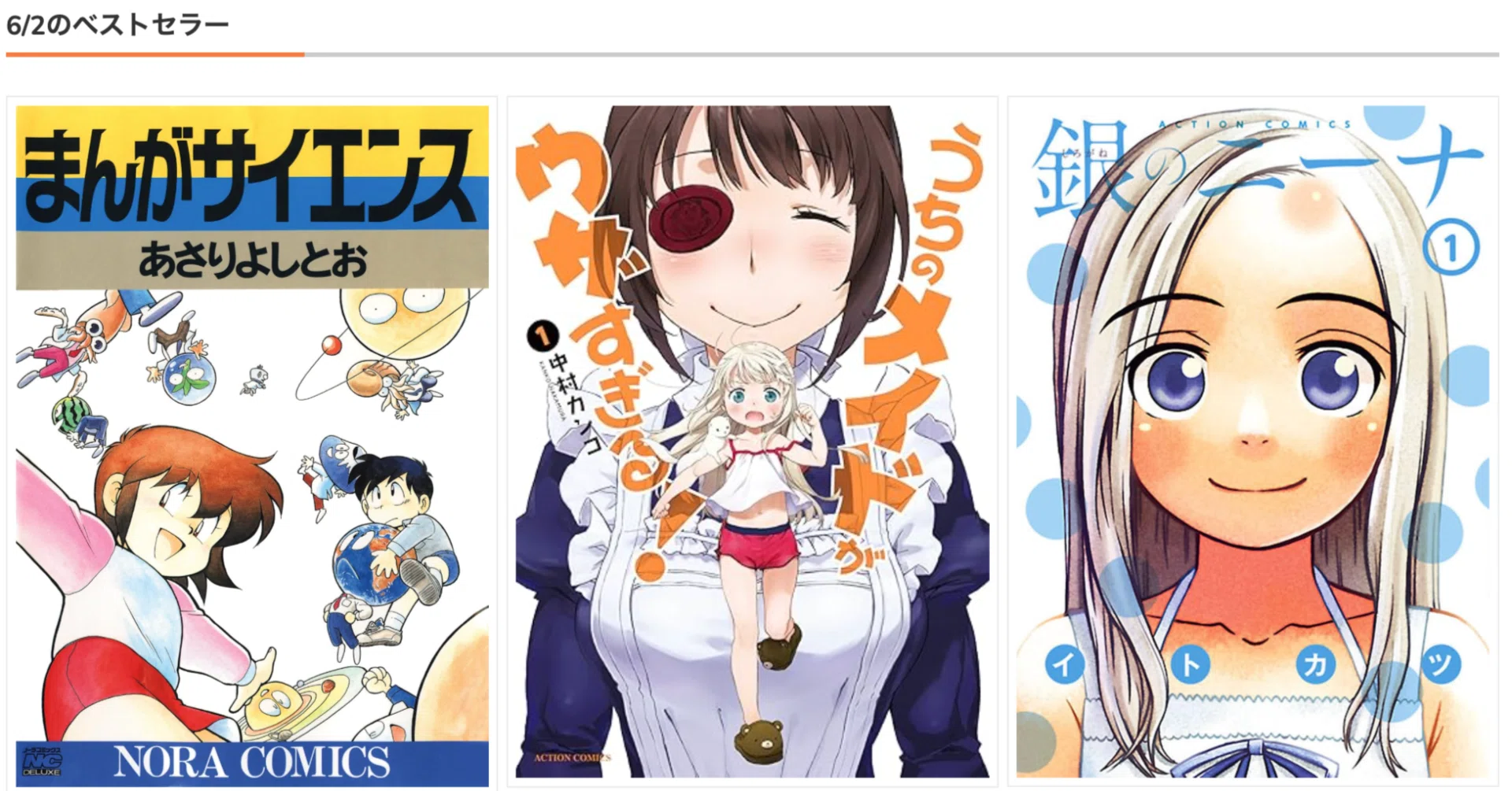 6/2 Kindleベストセラー まんがサイエンス 1〜8巻＋12巻が33円