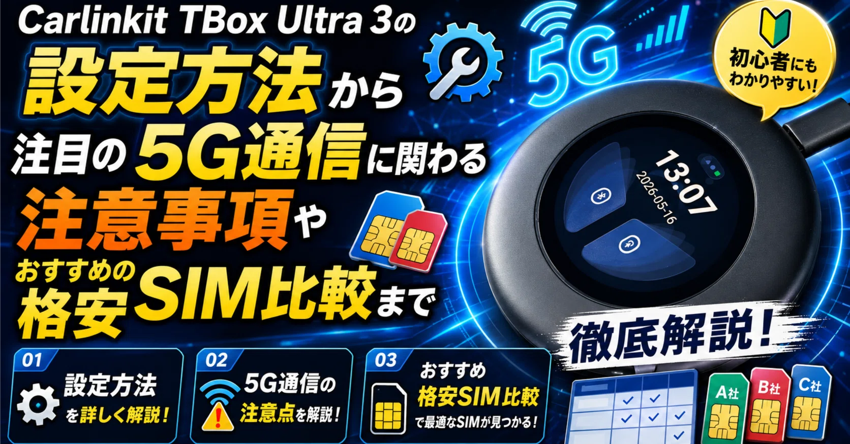 Carlinkit TBox Ultra 3に格安SIMを挿して5G運用してみた｜SIM選び 