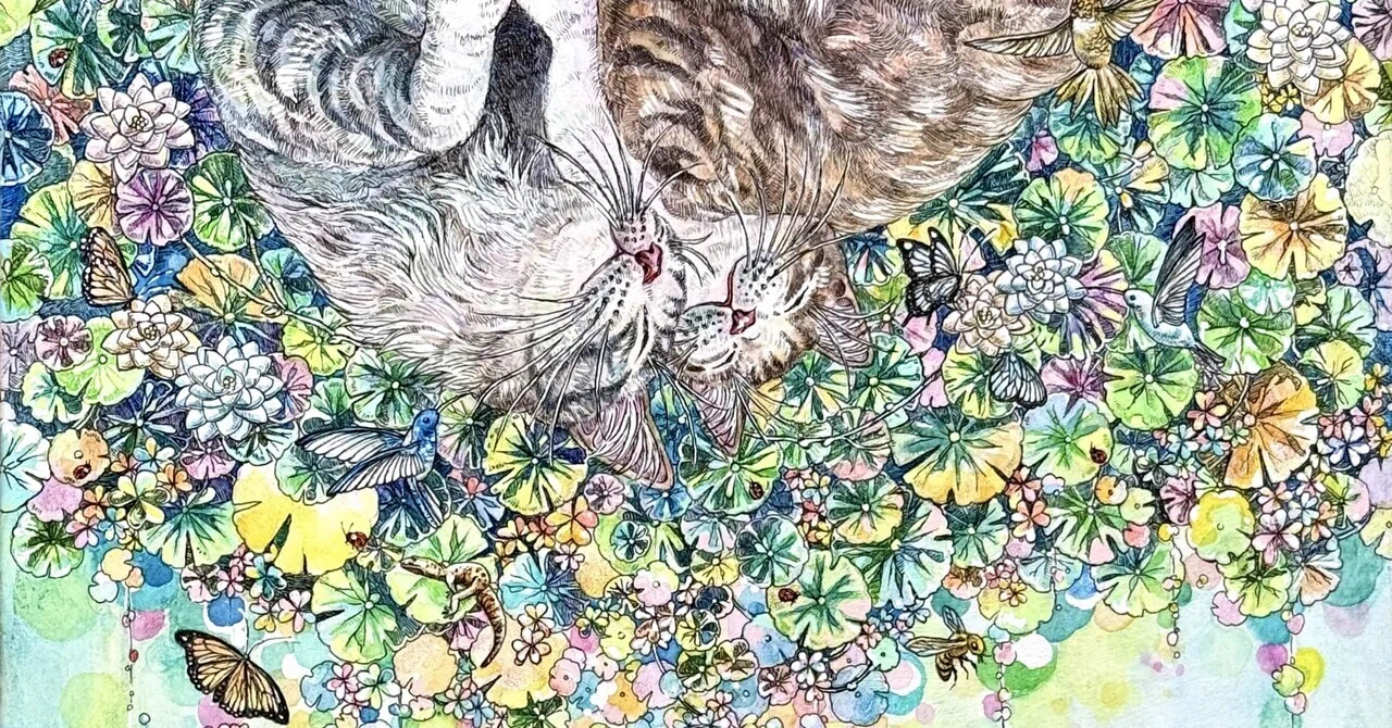 さ*ん様 「 循環が生む幸福の連鎖 」｜絵画 原画 抽象画 絵 動物画 ドローイ 生命の循環――血反吐を吐いたあとの、人生の肥料｜miyako_omoigoto