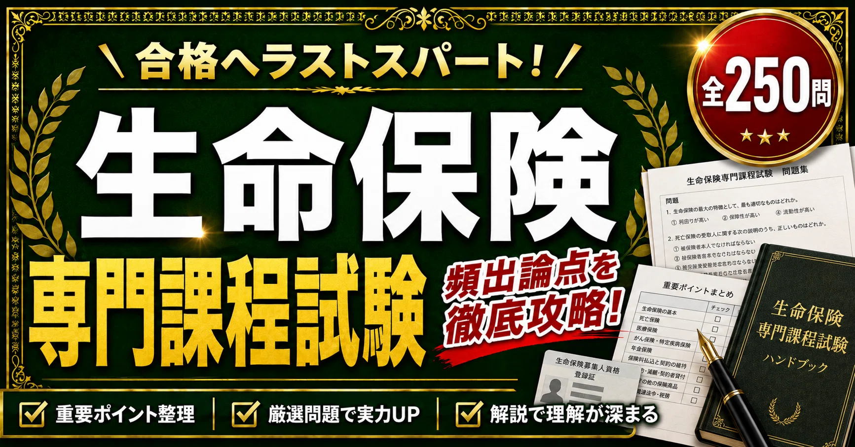 生命保険 専門課程試験】学科対策 PDF問題集 全250問＋解答・解説付き