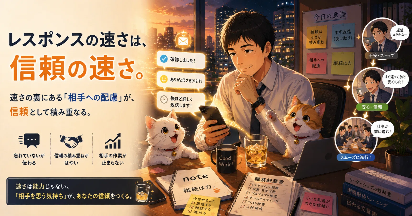 返信が速いだけで信頼が3倍変わる理由｜よつよし