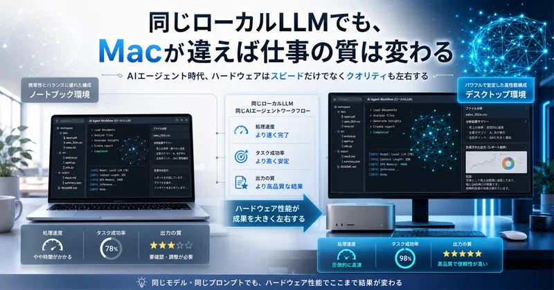 同じローカルLLMでも、Macが違えば仕事の質は変わる｜AIエージェント時代に、ハードウェア性能が「クオリティ」に影響する理由