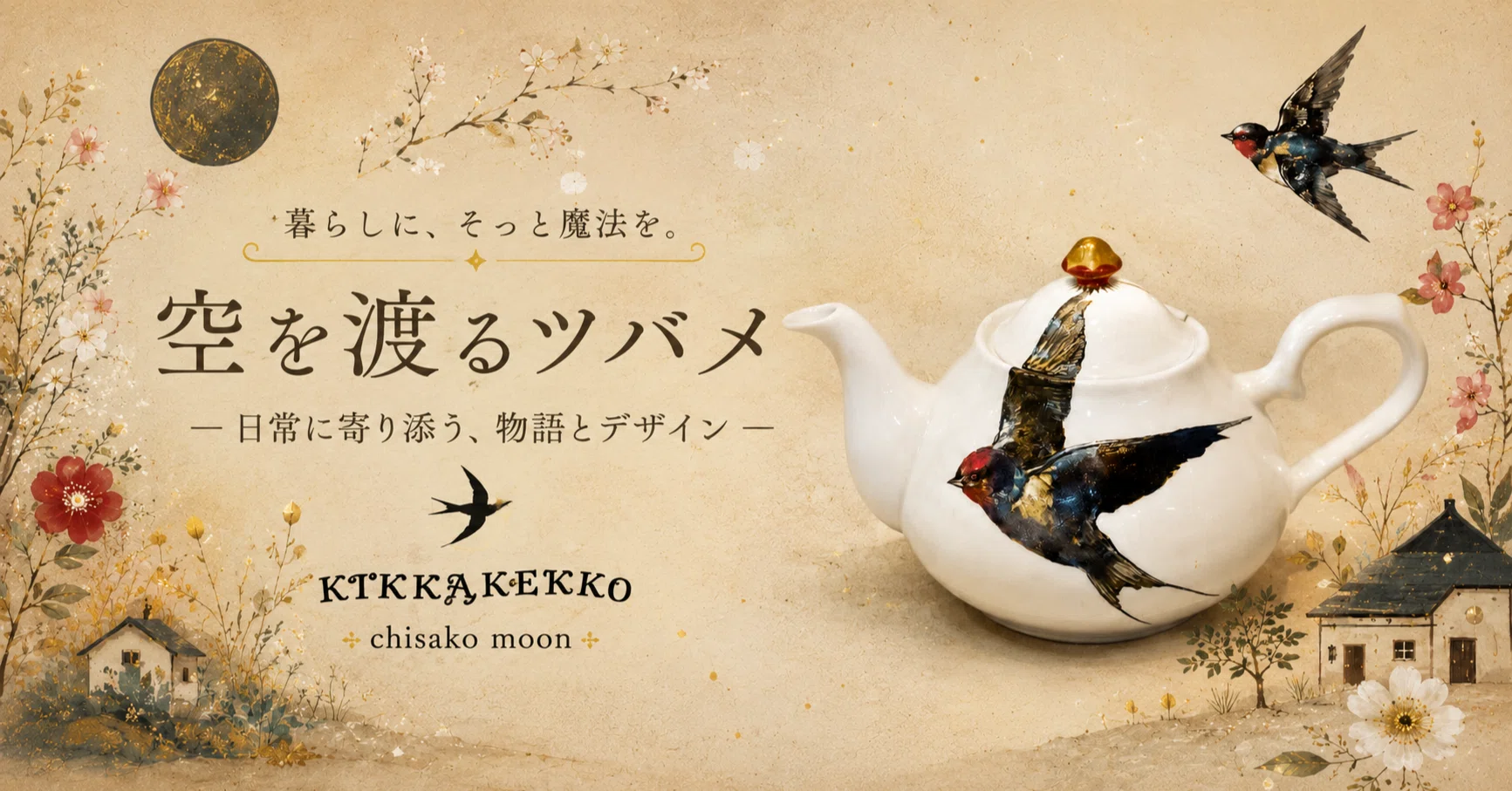 空を渡るツバメ。望月知沙子さんの漆絵付けティーポット【商品紹介