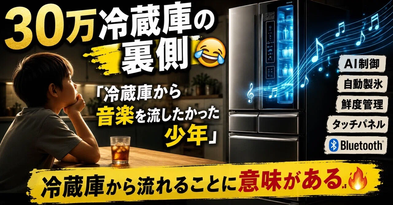 30万冷蔵庫の裏側?｜「冷蔵庫から音楽を流したかった少年」｜スケール 