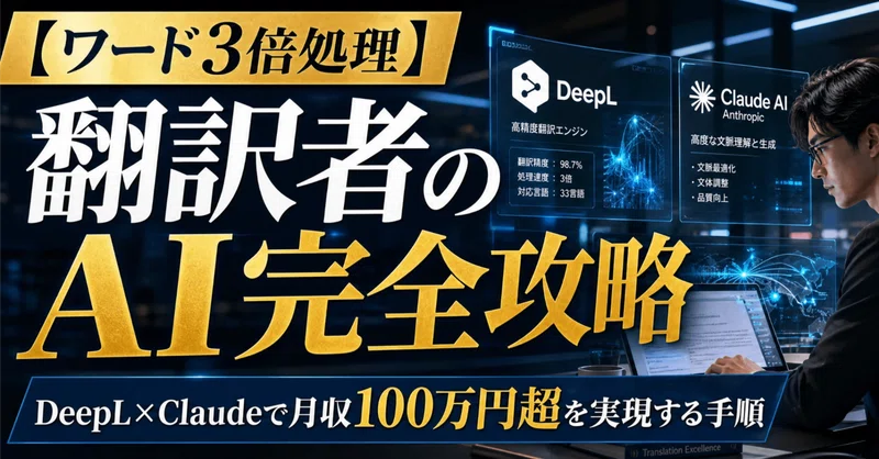 【ワード3倍処理】翻訳者のAI完全攻略｜DeepL×Claudeで月収100万円超を実現する手順