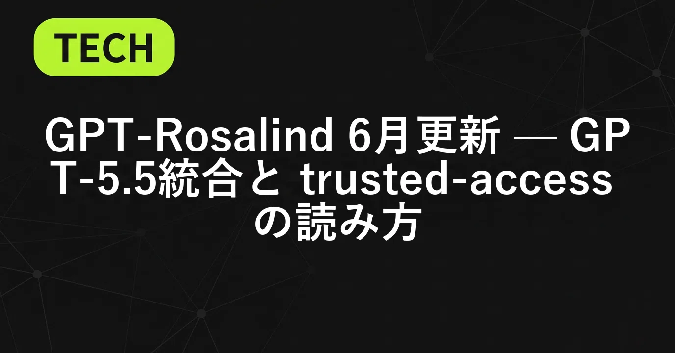 ITニュース」｜GPT-Rosalind 6月更新 — GPT-5.5統合と trusted-access