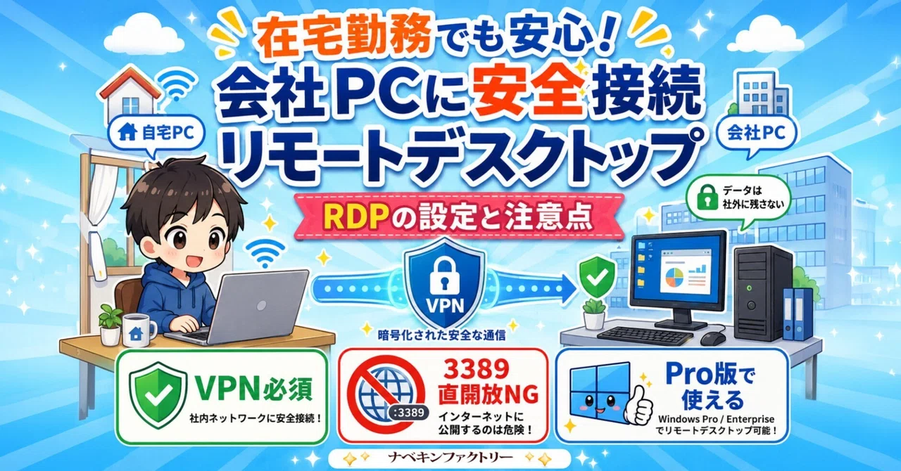 Pc Omer Rwp 【在宅勤務】会社のデスクトップPCに自宅から安全に接続する「リモートデスクトップ(RDP)」の設定と注意点|中古パソコン屋のナベキンファクトリー