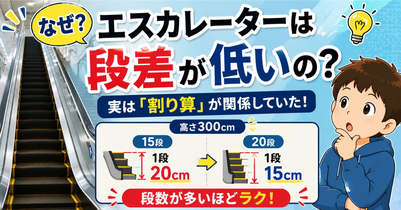 Why are escalator steps lower than regular stairs?｜それ、算数。