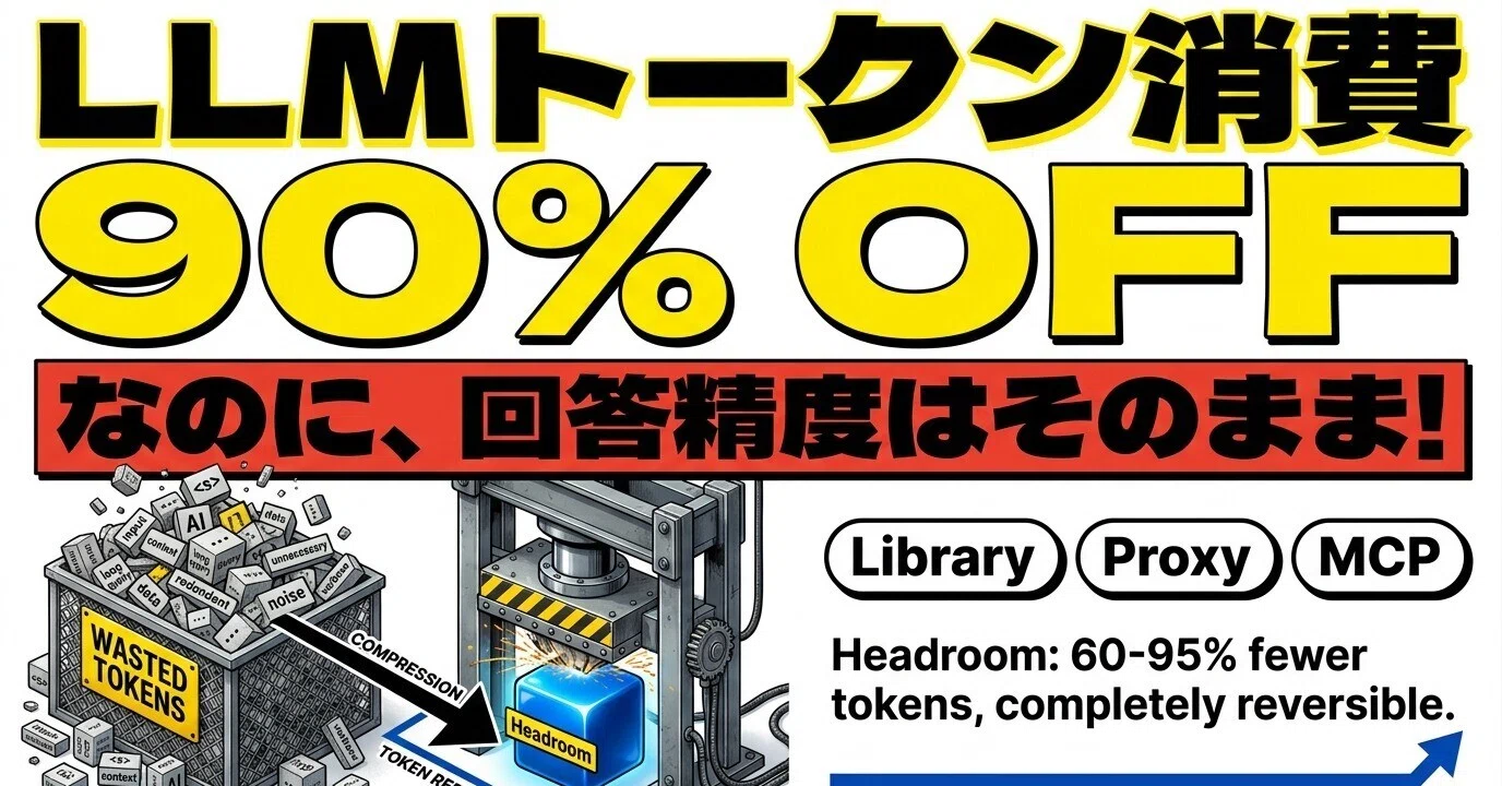 こむ　リクエスト3点 LLMのコンテキスト消費を最大95%圧縮「headroom」徹底解説～Cloud LLM